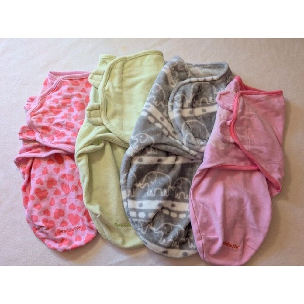 SwaddleMe Baby Swaddles 3-Pack S/M 7–14 lbs Pink Green Gray